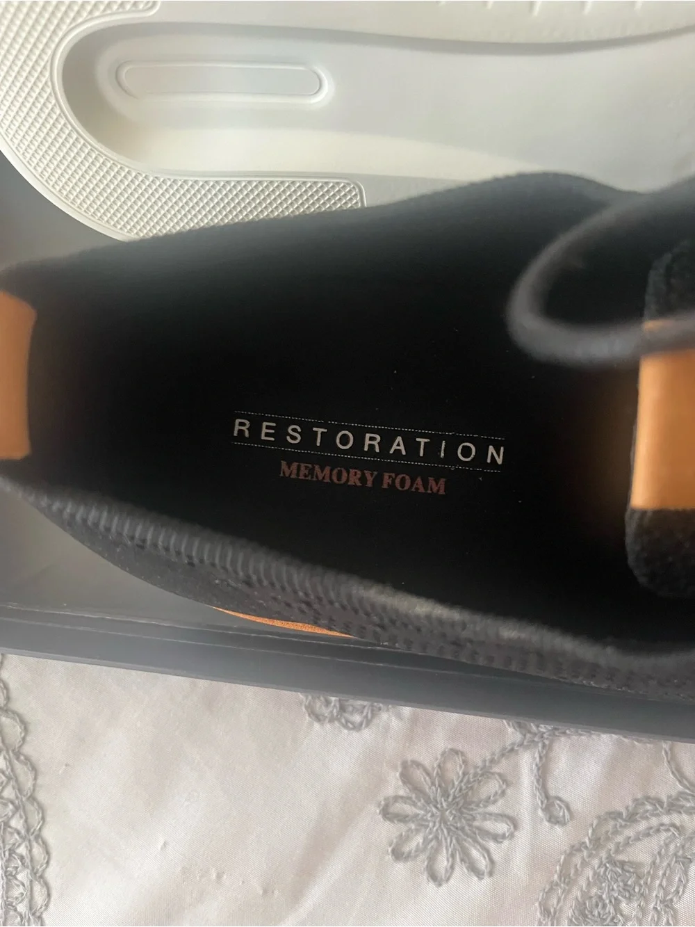 Restoration  Men's Black Knit Lace-Up Shoes with Tan Trim
